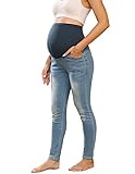 Schwangerschaftsjeans Alltäglich Bequem Hosen Komfortabel Damen Pants mit Taschen Blau L MC0241A22-02