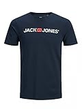 JACK & JONES Herren Jjecorp Logo Tee Crew Neck Noos T Shirt, Blau (Navy Blazer Detail: Slim Fit), M