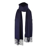 Plüsch weicher Imitationsschal 35cm Wollfarbe Quasten verdickter Schal Herbst und Winter FDs752 (Blue, One Size)