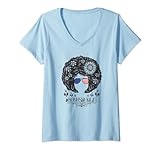 Damen Bonus Mom Life Messy Bun Afrikanische Amerikanische Flagge Blumenhaar T-Shirt mit V-Ausschnitt
