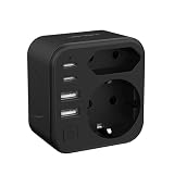 JSVER Reiseadapter Japan,Typ A Reiseadapter, 2-Wege-Reisestecker für Japan und Deutschland mit 2 USB C & 2 USB A, 3,4 A, 17 W, für Japan, die Philippinen, Thailand und Saudi-Arabien (Schwarz)