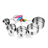 ipow Messbecher Measuring Cups aus Edelstahl mit Verdickter Silikongriff Multifunktions für Küche Kochen Backen
