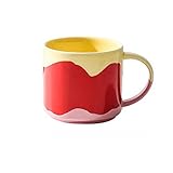 TOMYEUS Espressotasse Kreativer Becher Retro Persönlichkeit Keramische Geschenkschale Frühstücksmilch Schöne Kaffee-Cup-einfache nordische Art Cosumy Espressotassen (Color : Rot)