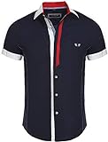 CARISMA Casual Herren Kurzarmhemd Freizeit/Business Hemd Kontrast Hemd Slim-Fit mit Kentkragen 9007 Navy L