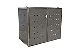 INDRA Design 2er Mülltonnenbox Edelstahl für 2 Stück 240L Tonnen Kombi Box / Schiebedach / Pulverbeschichtet Anthrazit
