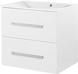 FACKELMANN Waschtischunterschrank Como/Badschrank mit Soft-Close-System/Maße (B x H x T): ca. 60 x 58 x 49 cm/Möbel für das WC oder Badezimmer/Korpus: Weiß/Front: Weiß/Breite 60 cm