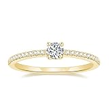 Titaniumcentral Vorsteckring Damen Eternity Ringe Schmal Rund Zirkonia Verlobungsringe Eheringe Versprechen Ring (Gelbgold,52 (16.6)