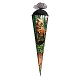 ROTH Motiv-Schultüte, T-Rex Welt, 85 cm, eckig, Rot(h)-Spitze, Tü
