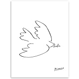 Picasso Friedenstaube Linie Zeichnung Poster Kunstdrucke Abstrakte Tier Leinwand GemäLde Schwarz Weiß Wand Bilder Bild FüR Wohnzimmer Wohnkultur Rahmenlos 30×40cm