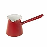 SIDCO Kaffeekanne Emaille rot Türkische Arabische Kanne mit langem Stiel Mokkak