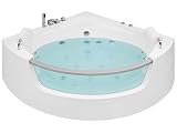 Luxus Whirlwanne Eckbadewanne Spa weiß große Doppelwanne mit Massage LED Mang