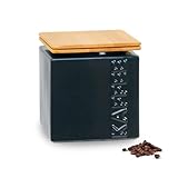 HWG-Home - Kaffeedose Luftdicht 500g Bohnen - in Anthrazit & Weiß - Design Kaffeebehälter Keramik eckig - Kaffee Aufbewahrung und Vorratsdose