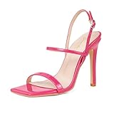 GENSHUO Sandaletten Damen mit Absatz, 11cm High Heel, Absatzschuhe Damen, Peep Toe und Knöchelriemen, Elegante Schuhe Damen für Party Prom Kleid, Rosa, 39 EU