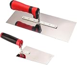 GBKDQQ Edelstahl Maurerkelle, 2-teiliges Set Glättekelle Edelstahl-Glättekelle Set mit Putzkellen Set Stukkateurspachtel mit Gummigriff, Stuckateur Werkzeug FürPutzmassen, B