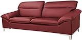 Mivano Ledersofa Teresa / Große Echtleder-Couch mit verstellbaren Kopfstützen / 235 x 84 x 109 / Leder Rot