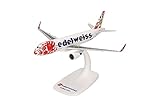 Herpa Snap-Fit Modellflugzeug Edelweiss Air Airbus A320 Help Alliance – HB-JLT Miniatur im Maßstab 1:200, Sammlerstück, Modell mit Standfuß, Kunststoff, Weiß