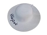 BLUSUPERSHOP Hut mit Capri-Druck, weiß, für Damen, elegant, für Zeremonien, breite Krempe, 9 cm, Durchmesser 37 cm, hergestellt in Italien, Schwarz , Einheitsgröße