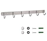 MaoXinTek Hakenleiste Kleiderhaken mit 6 Haken, Rostfreiem Garderobenhaken Edelstahl Wand-Garderobe Platzsparende Garderobenleiste für Schlafzimmer Schrank Badezimmer Küche, 43