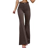 Damen Schlaghose Elegant- Cordhose Damen High Waist,Freizeithose Damen Lang Slim Fit Vintage Herbst Winter Stretch Hose Einfarbig mit Gummizug Anzughose Cord Stoffhose Business Arb