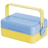 angxiong Bento Box für Kinder - 2-lagige Auslaufsichere Lunchbox mit 2 Fächern - Nachhaltige Brotdose Kinder für Kindergarten & Schule - Die Jausenbox für unterwegs