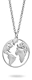 Nuoli® Kette Welt Silber (45 cm) Weltkugel Halskette für Damen und Herren