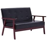 vidaXL Sofa 2-Sitzer Retro Design Zweisitzer Polstersofa Loungesofa Sessel Sitzmöbel Ledersofa Polstermöbel Designsofa Schw