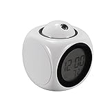 Wecker Multifunktionaler Alarm LCD Digitaler LED-Projektor Projektionswecker Wetterstation Kalenderprojektor (Weiß), Uhr