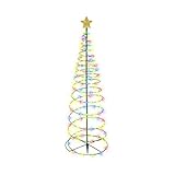 CurCKuad Weihnachtsspirallichter Solarleuchten, spiralförmiger Weihnachtsbaum -LED -Solargartenlichter dekorieren Sie den Innenhof Rasen Innenhof, Weihnachten Solarleuchten