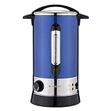 Navaris Glühweinkocher Heißwasserspender aus Edelstahl - 10l - mit Thermostat Füllstandanzeige Zapfhahn - Glühwein Heißgetränkeautomat Blau