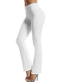 FITTOO Damen Bootcut Yogahosen Straight-Bein-Jogginghose Ausgestelltem Bein Yoga Hose Weiß M