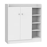 HOMCOM Schuhschrank Schuhregal Allzweckschrank Kommode Dielenschrank Highboard Schrank Ablage Regal 2-Türig 4 Fächer Weiß 83 x 30 x 90