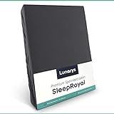 Lunarys® SleepRoyal Luxus Spannbettlaken 140x200 cm - Anthrazit - 250 g/m² Premium Bettlaken - 40 cm Steghöhe - für hohe Matratzen, Boxspringbett/Matratze + Topper & Wasserbett - Stretch Jersey