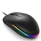 Kabelgebundene Maus mit RGB Hinterbeleuchtung, RGB Maus mit Kabel, 4 leise Tasten, 1600 DPI, Optische beleuchtete Kabel Maus für Computer, Laptop, Mac(Schwarz)