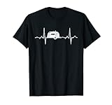 Herzschlag Camping Wohnwagen EKG Frequenz Camper Natur T-Shirt
