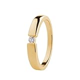 Ardeo Aurum Damenring aus 585 Gold Gelbgold mit 0,07 ct Diamant Brillant Spannfasssung Verlobungsring Solitär