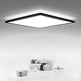 LED Deckenleuchte Flach, Ultra Dünn, IP54 Wasserdicht Deckenlampe Panel für Badezimmer, Flur, Keller, Küche – 15 W, 1800 lm, 4000 K, Schwarzes, Eckig, 22
