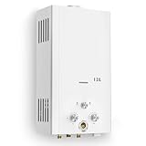 Xverycan 12L Gas Durchlauferhitzer, 24kW LPG Wasserdurchlauferhitzer, Propan Butan Anwendbar, Tanklose Wassererhitzer Kessel, für Hausgebrauch, Camping, Wohnwagen, Kabinen im Freien, S