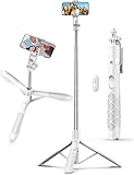 180CM Selfie Stick Stativ, Erweiterbarer All-in-1 Handy Stativ mit Kabelloser Fernbedienung, 360° Rotation Handyhalter Kompatibel mit Gopro, iPhone 15 14 13 12, Samsung, Xiaomi, Huaw