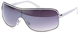 FEINZWIRN Designer Sonnenbrille mit Monoscheibe und Verlaufsglas Damen Herren Unisex Sonnenbrillen (Weiss)