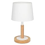Tomons Nachttischlampe Dimmbar aus Holz, Moderne Stil LED Tischlampe, Schreibtischlampe Retro für Schlafzimmer oder im Hotel oder Café - Weiß