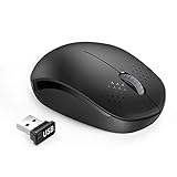 seenda Leise 2.4 GHz Kabellose Maus mit Nano-USB-Empfänger, 1600 DPI Optischer Sensor, für PC, Laptop usw, Schwarz
