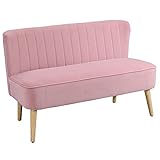 HOMCOM 2-Sitzer Stoffsofa Polstersofa Doppelsofa Sitzmöbel Loungesofa Holz Schaumstoff Samtartiges Polyester Rosa 117 x 56,5 x 77 cm