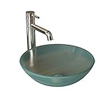 Alpenberger Aufsatz-Waschbecken aus Sicherheitsglas - Glas-Waschschüssel für Badezimmer & Gäste-WC - Satinierte Glas-Waschschale - Ø 42 cm