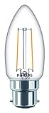 Philips LED-Leuchtmittel, klassisch, Warmweißes Licht Lampe, 2 W, glas, farblos, B22, 2 wattsW 240 voltsV