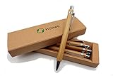 MORWE – Nachhaltiges Kugelschreiber Set/Edles Schreibset aus 5 Holz-Kugelschreibern/Hochwertiger Bambus Kugelschreiber als ökologisches Geschenk für Kollegen, Freunde, Büro
