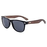 Etoni Sonnenbrille Herren und Damen mit Walnuss Holz Bügeln Polarisiert UV400 313W-1