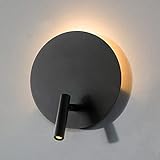 DAWALIGHT Wandleuchte Innen Schwarz Wandbeleuchtung LED 6W Indirekte Beleuchtung mit Wand Leselampe Bett 3W LED Spot Nachttischlampe Wandlampe mit Schalter für Wohnzimmer Schlafzimmer