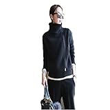 Women Cardigan Double Thickening Loose Turtleneck Sweater Cashmere Sweater Knitting Cardigans Black S