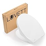 LUVETT WC-SITZ C210 oval mit Scharnier-Set inkl. 3 Edelstahl Montagelösungen & Absenkautomatik Softclose, Duroplast Toilettendeckel abnehmbar, Farbe:Weiß