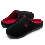 WateLves Damen Hausschuhe Winter Baumwolle Wärme Pantoffeln aus Memory-Baumwolle für Herren Unisex im Drinnen und Draussen (Schwarz Rot, 38/39 EU)